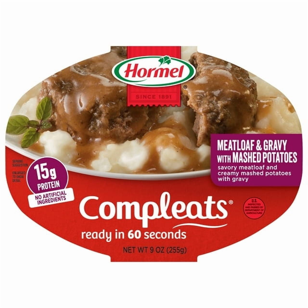 HORMEL COMPLEATS Meatloaf & Gravy with Mashed Potatoes 9 oz Plastic Microwaveable Tray (Pack of 5)