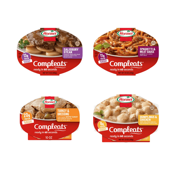 HORMEL COMPLEATS Microwave Dinner Pack 8 Variety Meals, Shelf-Stable Convenience