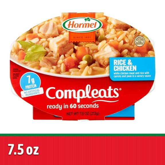 HORMEL COMPLEATS Rice & Chicken Microwave Tray, 7.5 Ounces (Pack of 7)
