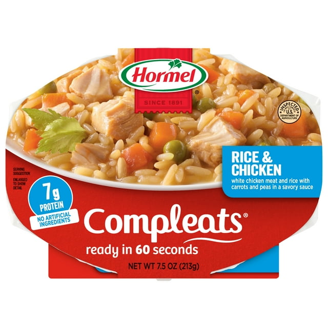HORMEL COMPLEATS Rice & Chicken, Shelf-Stable, 7.5 oz Plastic Microwaveable Tray