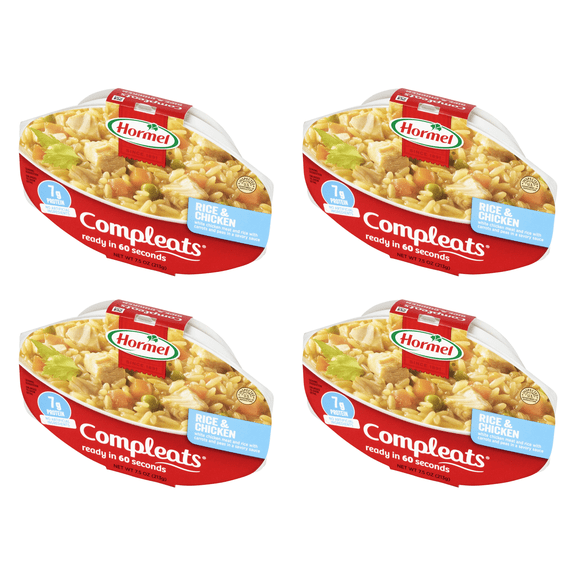 HORMEL COMPLEATS Rice & Chicken, Shelf-Stable, 7.5 oz Plastic Tray, (Pack of 4)