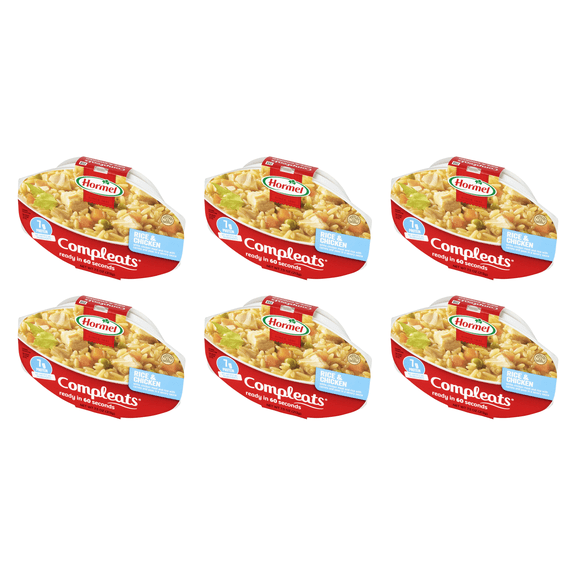 HORMEL COMPLEATS Rice & Chicken, Shelf-Stable, 7.5 oz Plastic Tray, (Pack of 6)
