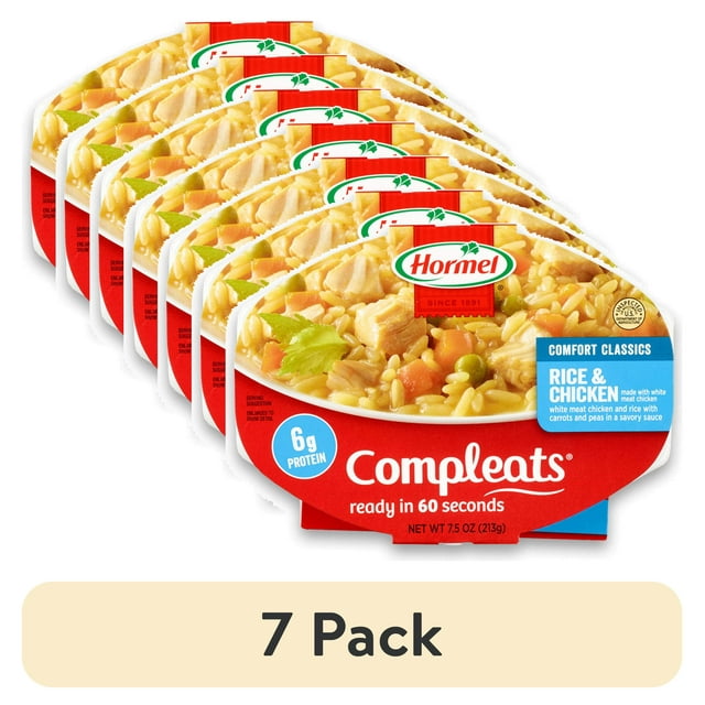 (7 pack) HORMEL COMPLEATS Rice & Chicken, Shelf Stable, 7.5 oz Plastic