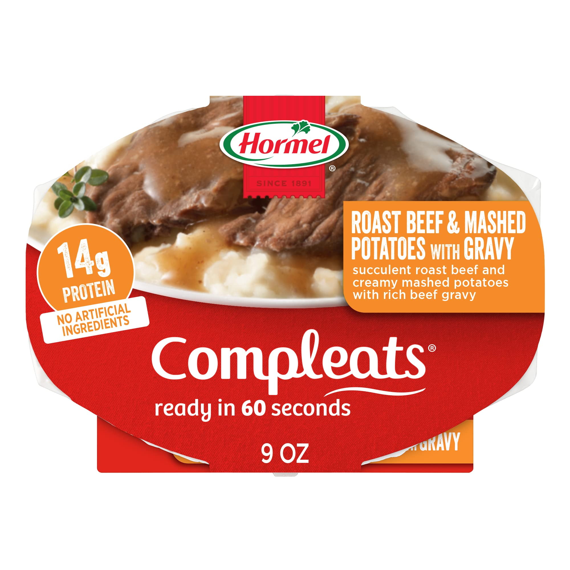 HORMEL COMPLEATS Roast Beef & HYZ01 Mashed Potatoes With Gravy Microwave Tray, 9 Ounce (Pack of 6)