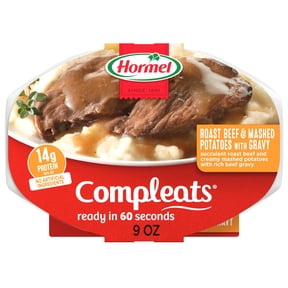 HORMEL COMPLEATS Roast Beef & Mashed Potatoes, Shelf-Stable, 14 grams Protein, 9 oz Plastic Microwaveable Tray