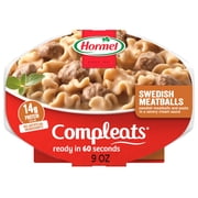 HORMEL COMPLEATS Swedish Meatballs with Pasta in Cream Sauce, Shelf-Stable, 9 oz Plastic Microwaveable Tray