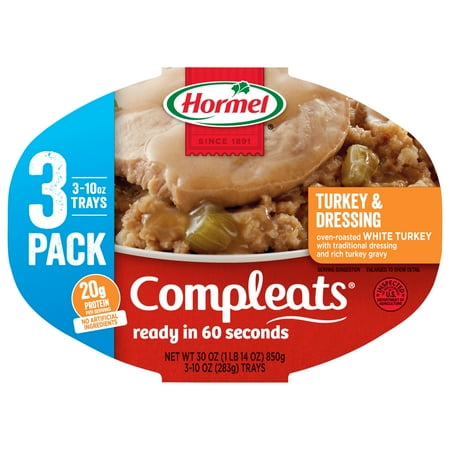 HORMEL COMPLEATS Turkey & Dressing, Shelf Stable, 10 oz Plastic Tray