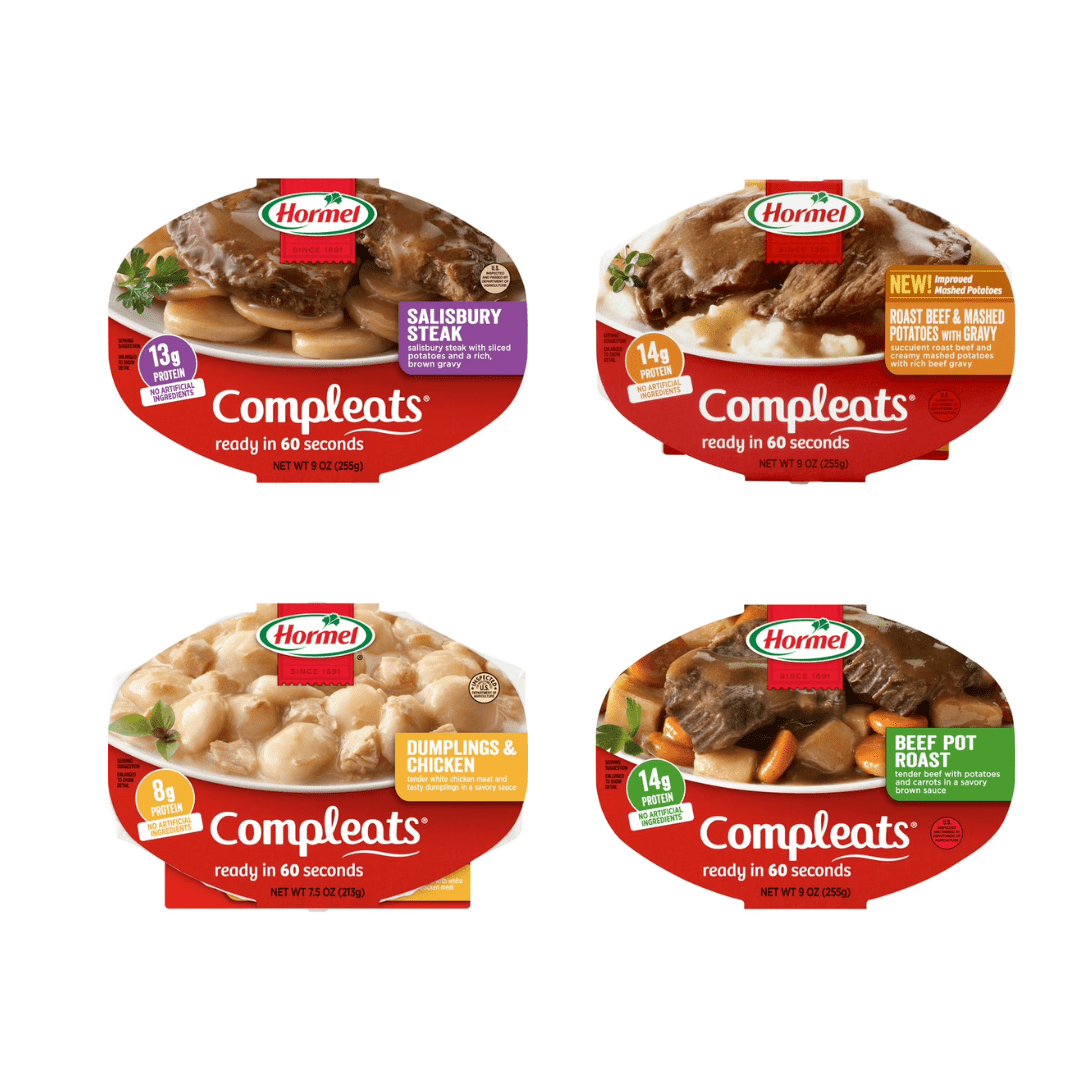 HORMEL COMPLEATS Variety Pack Microwave Meals – 8 Count, Shelf-Stable Ready-to-Eat Dinners