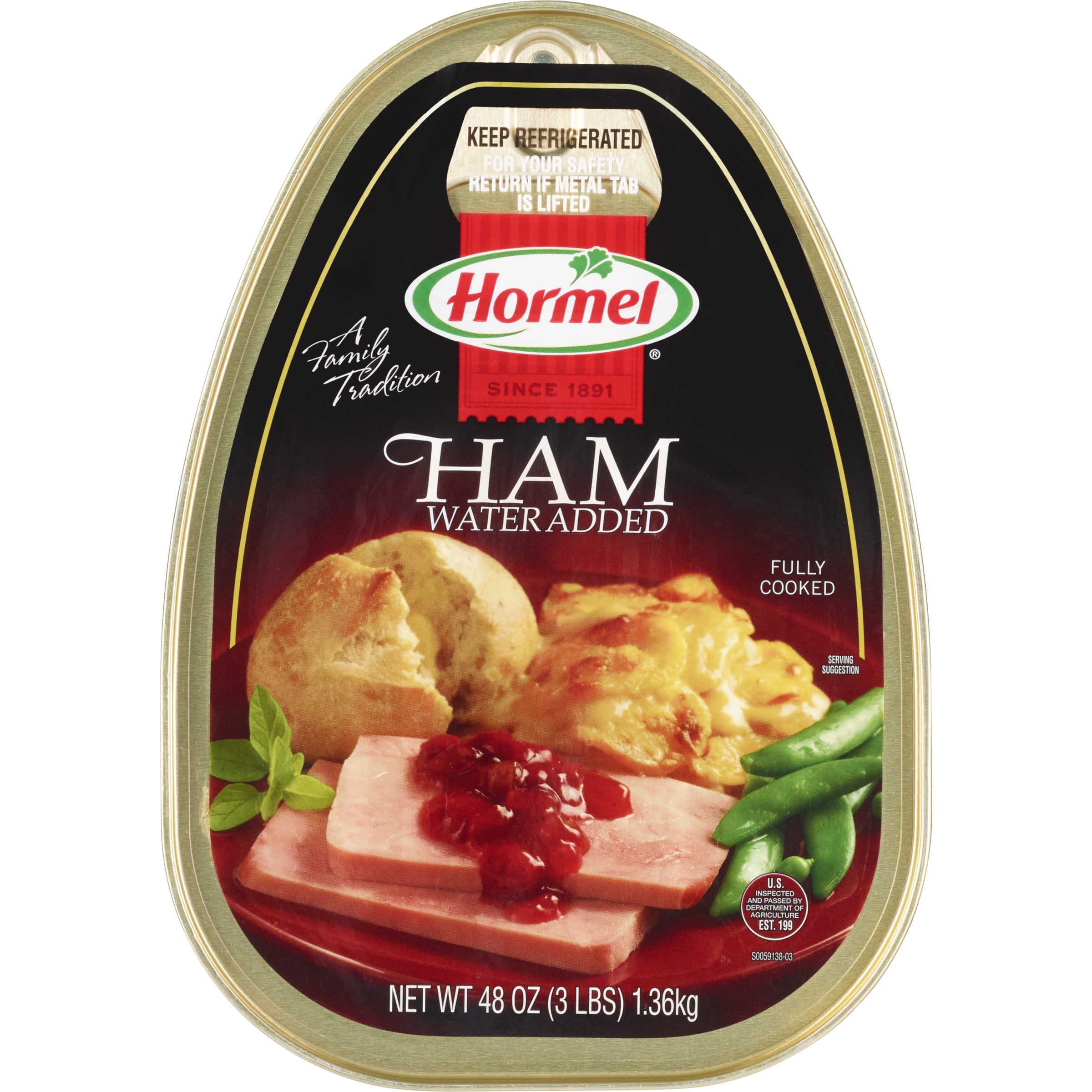 HORMEL Canned Ham, Fully Cooked, 48 oz Steel Can