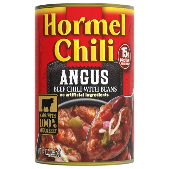 HORMEL Chili Angus Beef Chili with Beans, Shelf-Stable, 14 oz Steel Can