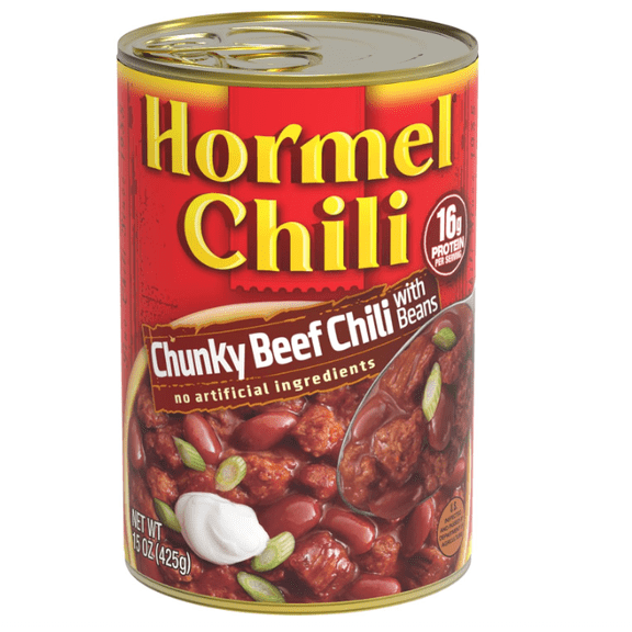 HORMEL Chili Chunky Beef Chili with Beans, No Artificial Ingredients, 15 Oz