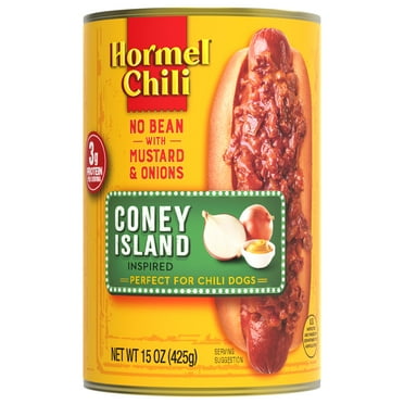HORMEL Chili Coney Island Inspired No Bean, No Artificial Ingredients, Shelf-Stable, 15 oz Steel Can