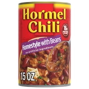 HORMEL Chili Homestyle Canned Chili with Beans, Shelf-Stable, 15 oz Steel Can