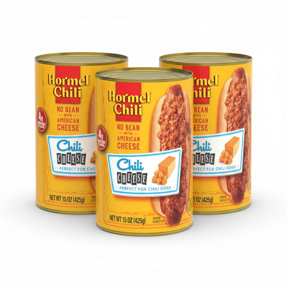 HORMEL Chili No Bean with American Cheese Canned Chili, 15 oz (Pack of 3)