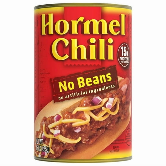 HORMEL Chili, No Beans, No Artificial Ingredients, 15 oz Aluminum Can (Pack of 2)