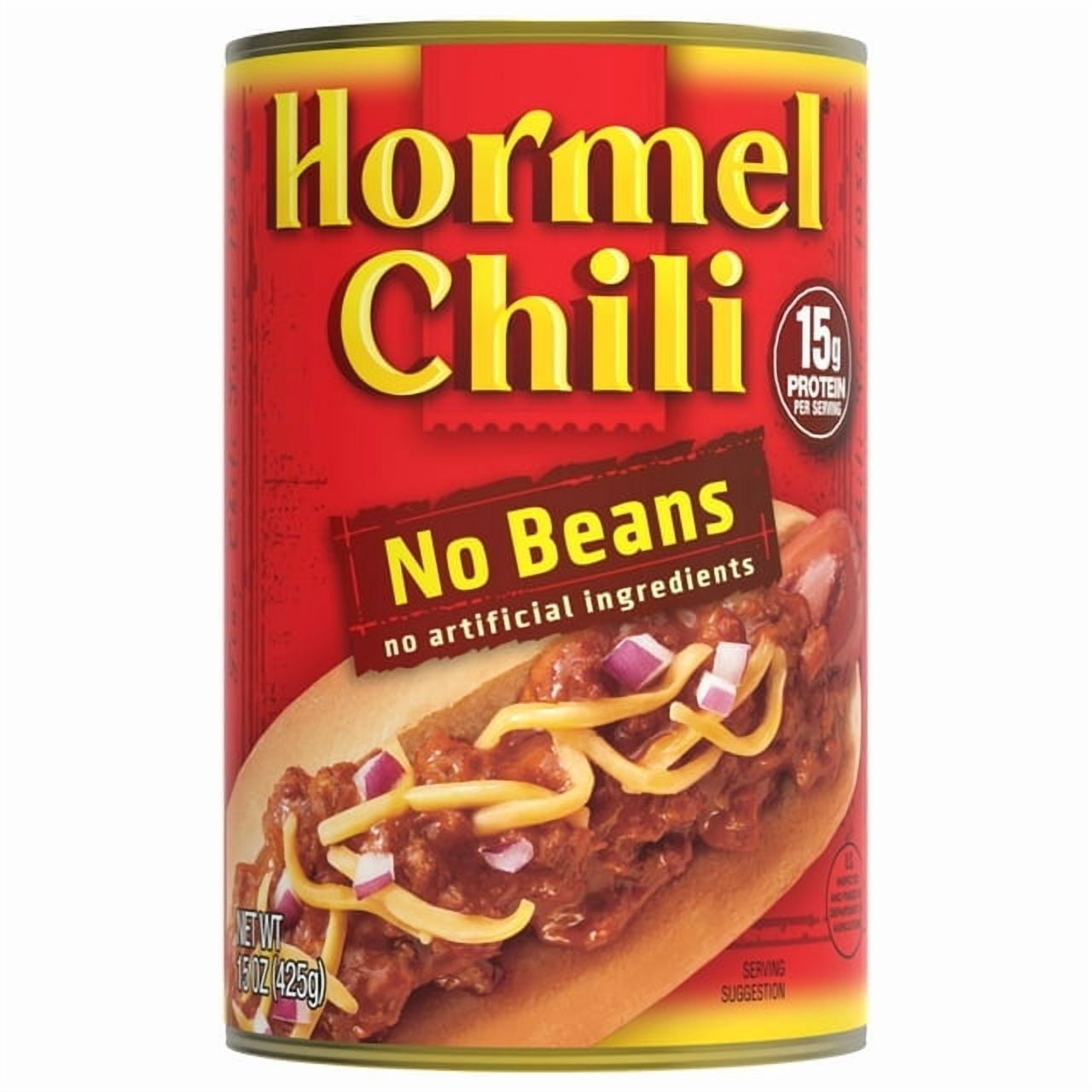 HORMEL Chili, No Beans, No Artificial Ingredients, 15 oz Aluminum Can (Pack of 3)