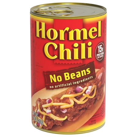 HORMEL Chili, No Beans Canned Chili, No Artificial Ingredients, Shelf-Stable, 15 oz Steel Can (Pack of 4)