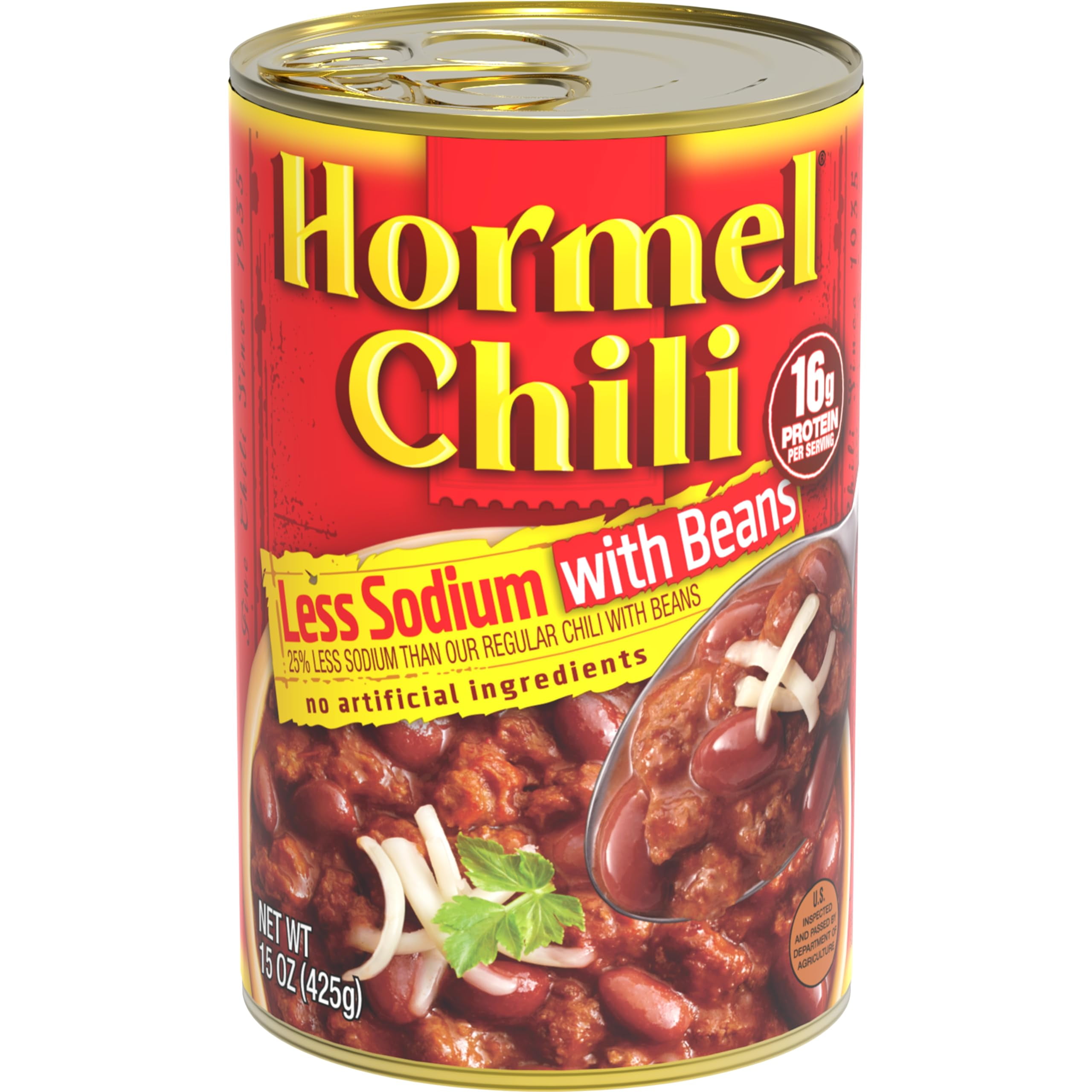 HORMEL Chili With Beans Less Sodium, 15 oz, 12 Pack