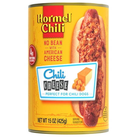 HORMEL Chili No Bean with American Cheese Canned Chili, No Artificial Ingredients, Shelf-Stable, Steel Can 15 oz