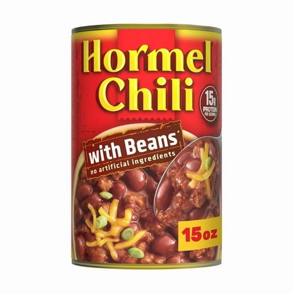 HORMEL Chili with Beans, No Artificial Ingredients, 15 oz Steel Can (Pack of 3)
