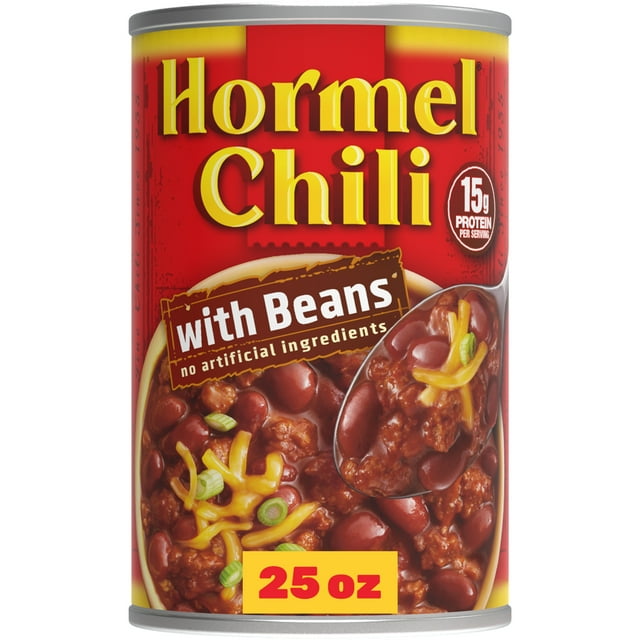HORMEL Chili with Beans, No Artificial Ingredients, 25 oz Steel Can