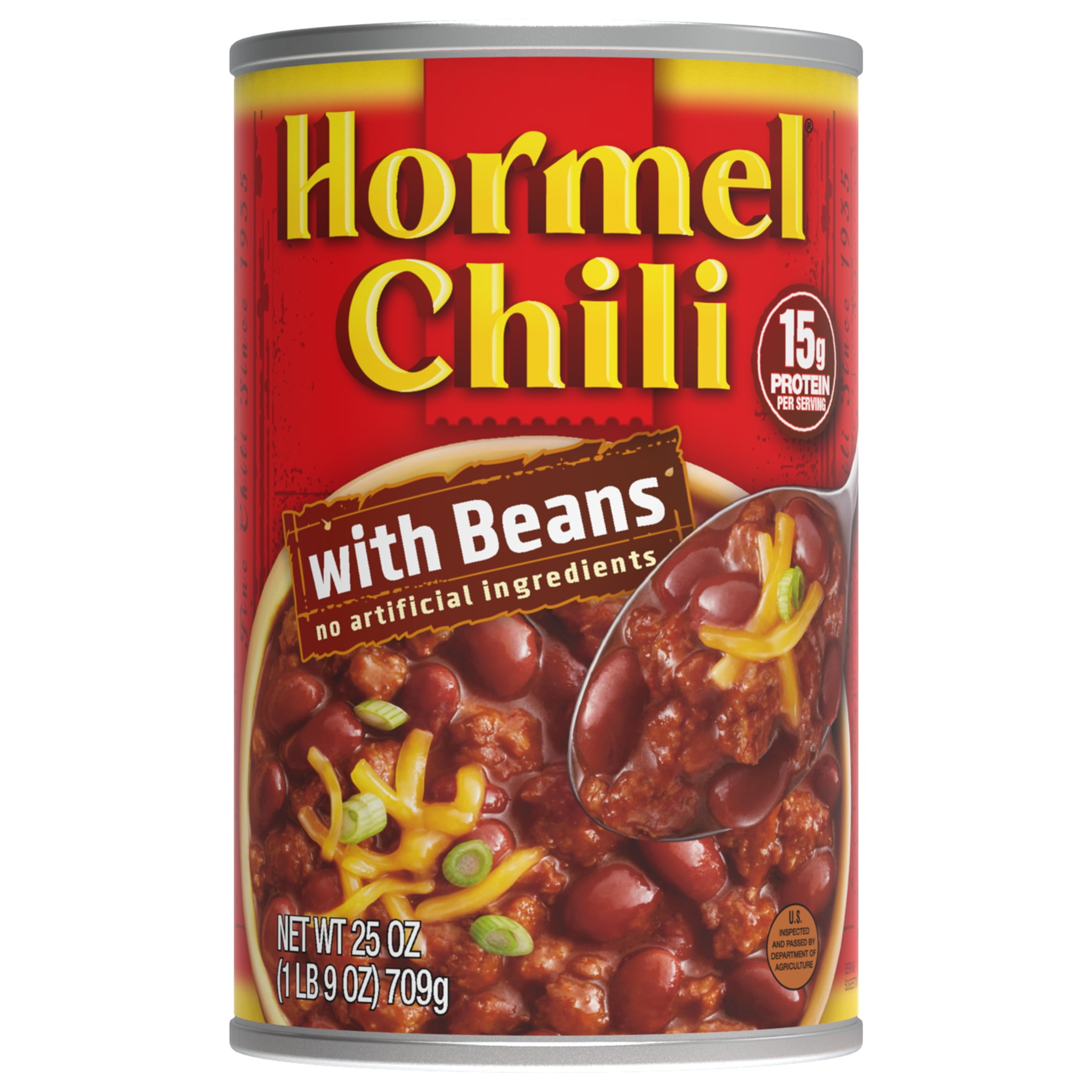 HORMEL Chili with Beans Canned Chili, Shelf-Stable, 25 oz Steel Can