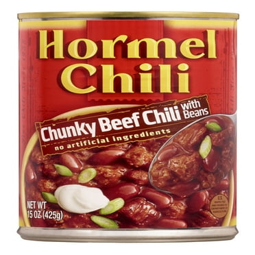 HORMEL Chunky Beef Chili with Beans Canned Chili, No Artificial Ingredients, Shelf-Stable, 15 oz Steel Can