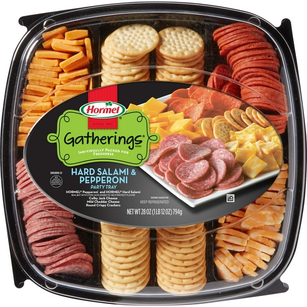 HORMEL GATHERINGS, Hard Salami and Pepperoni with Cheese and Crackers, 28oz Deli Party Tray