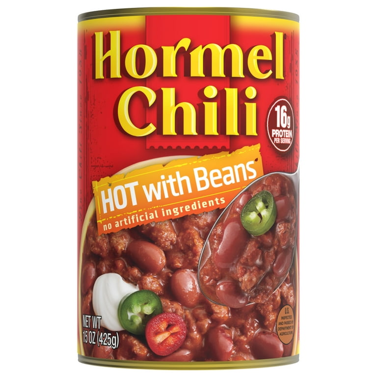 Hormel Chili Hot with Beans, Canned, 15 oz, Spicy with JalapeÃ±os