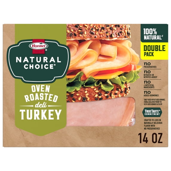 Hormel Natural Choice Oven Roasted Turkey Deli Lunchmeat, Double Pack 14 oz Resealable Package