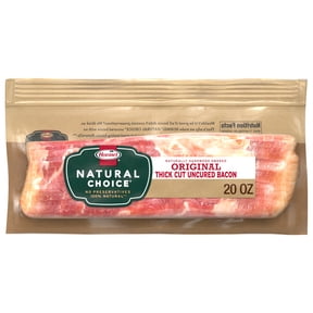 HORMEL NATURAL CHOICE Original Thick Cut Uncured Pork Bacon, Refrigerated, 20 oz Package