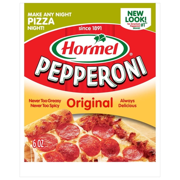 HORMEL Pepperoni Slices, Pizza Topping,Gluten Free, Refrigerated, 6 oz Plastic Resealable Package