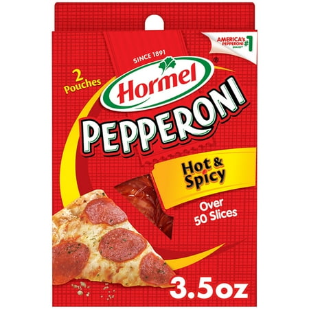HORMEL, Pepperoni Hot and Spicy, Pizza Sauce Topping, Refrigerated, Gluten Free, Original, 3.5 oz Bag