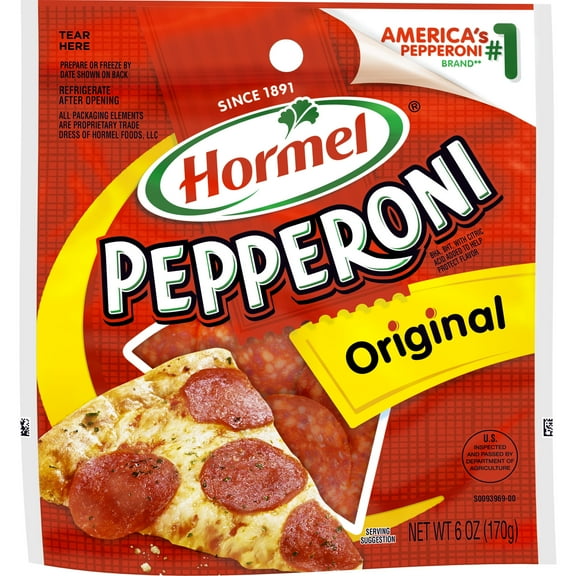 HORMEL, Pepperoni, Pizza Topping,Gluten Free, Original, 6 oz Bag