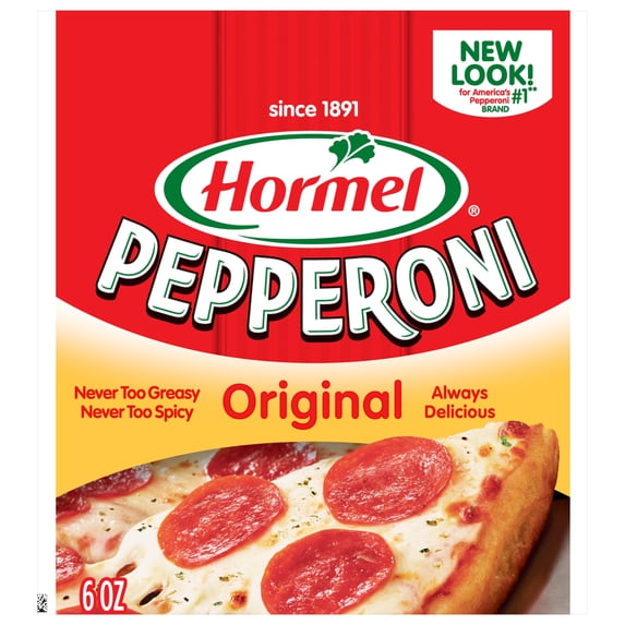 HORMEL Pepperoni Slices, Pizza Topping, Gluten Free, Refrigerated, 6 oz Plastic Resealable Package