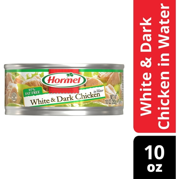 HORMEL Premium White and Dark Chicken in Water, Shelf Stable, 10 oz Steel Can