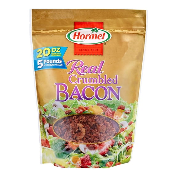 HORMEL Real Crumbled Bacon Topping, Shelf Stable, 20 oz Plastic Resealable Pouch