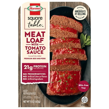 HORMEL SQUARE TABLE Meatloaf With Tomato Sauce Refrigerated Entrée, Refrigerated, 15 oz Plastic Tray