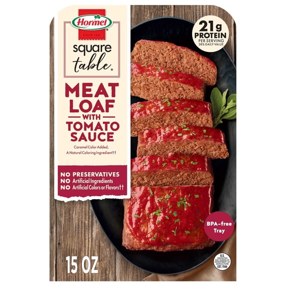 HORMEL SQUARE TABLE Meatloaf With Tomato Sauce Refrigerated Entrée, Refrigerated, 15 oz Plastic Tray