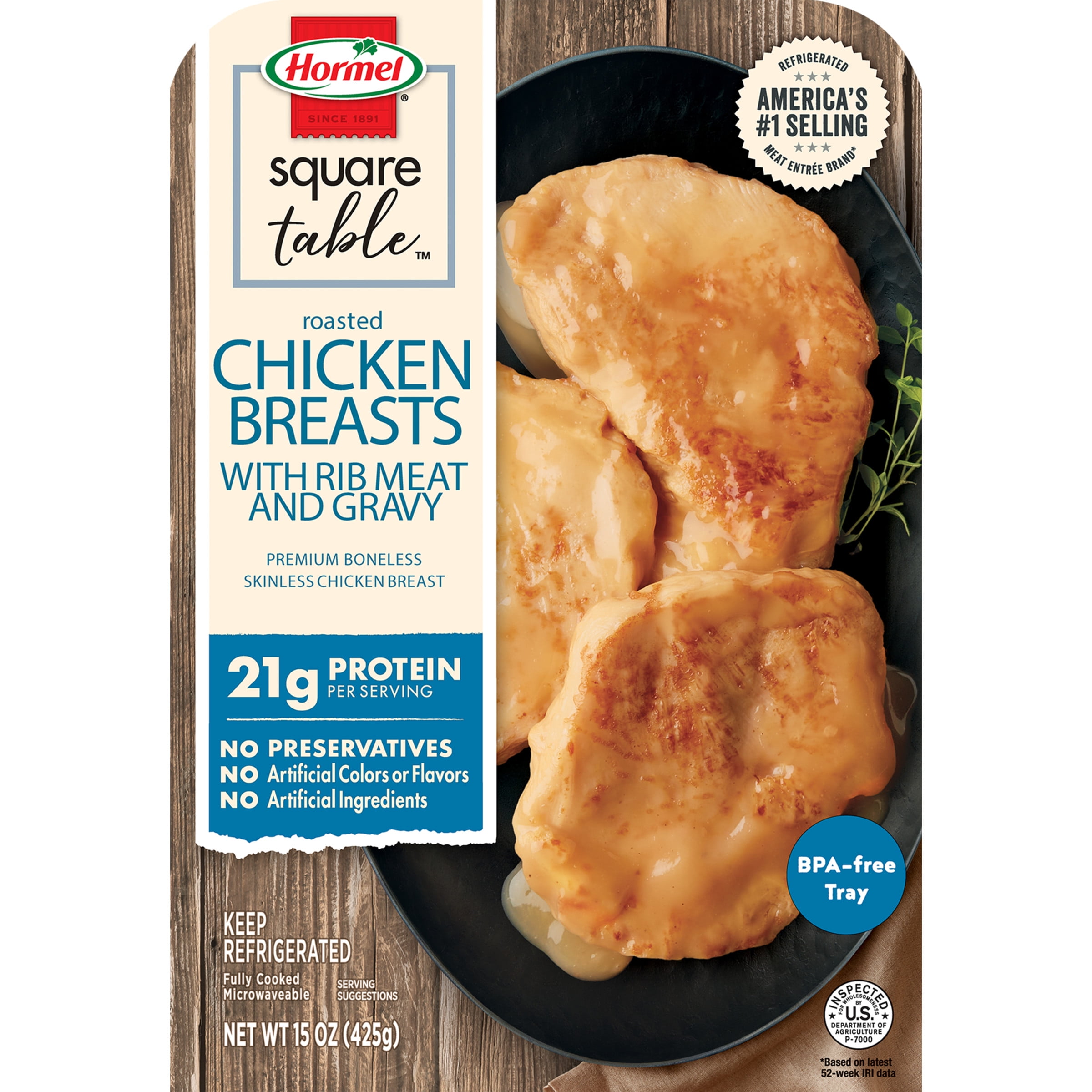 HORMEL SQUARE TABLE Roasted Chicken Breasts & Gravy Entrée, 15 oz