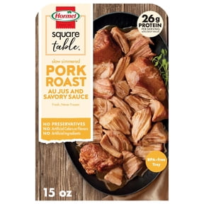 HORMEL SQUARE TABLE Slow Simmered Pork Roast Au Jus and Savory Sauce, Refrigerated, 15 oz Plastic Microwaveable Tray