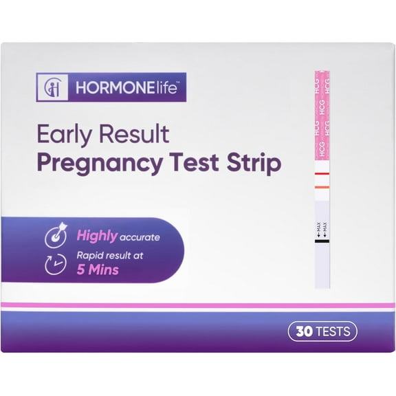 HORMONElife Early Result Pregnancy Test Strips, Ultra Sensitive 10 mIU HCG Detection, 30 Count
