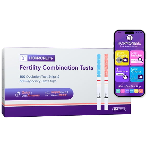 HORMONElife Fertility Test Kit, 100 Ovulation LH Strips and 50 Pregnancy HCG Tests, Sensitive Home Testing, 150 Count