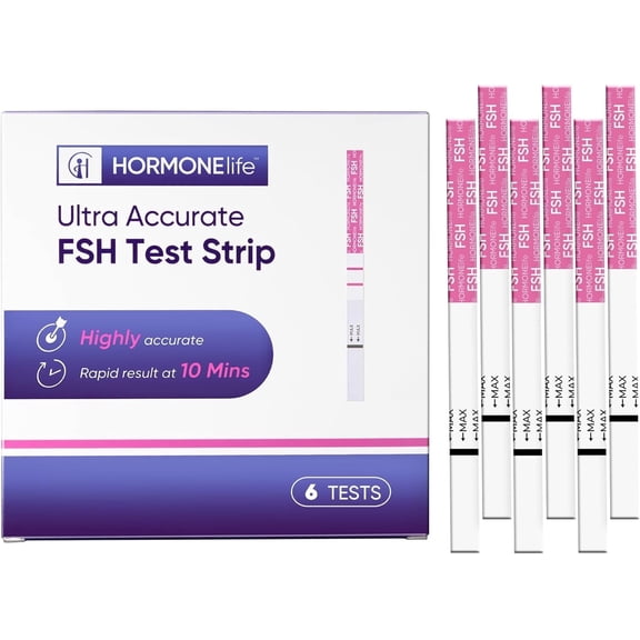 HORMONElife Semi-Quantitative FSH Test Strips, Menopause Hormone and Ovarian Reserve Test Kit, 6 Count