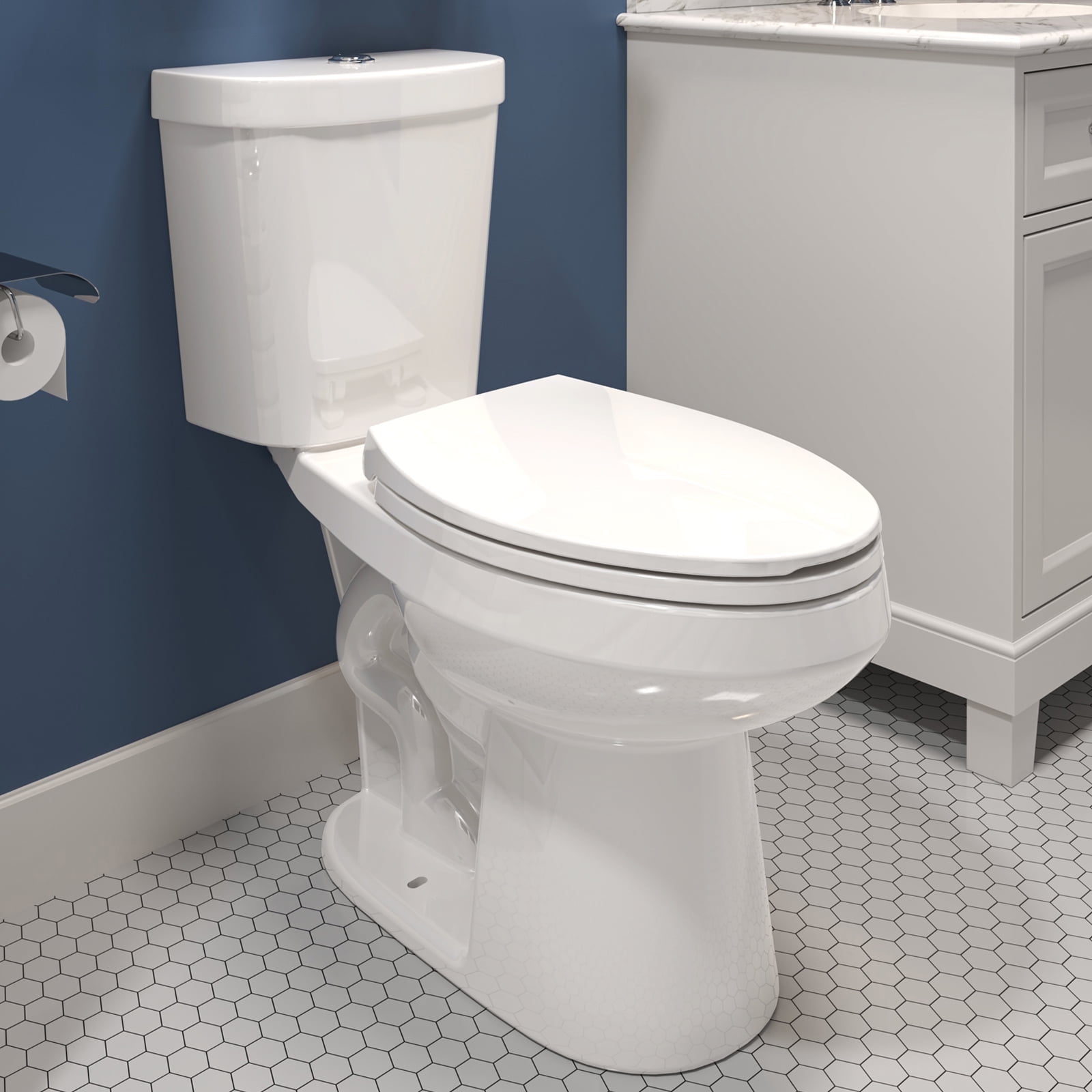 White Elongated Dual Flush High Efficiency Toilet