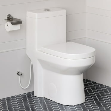 HOROW 1.28GPF Round Bathroom Compact One Piece Toilet Elongated Dual Flush Water Closet 12" Rough-in
