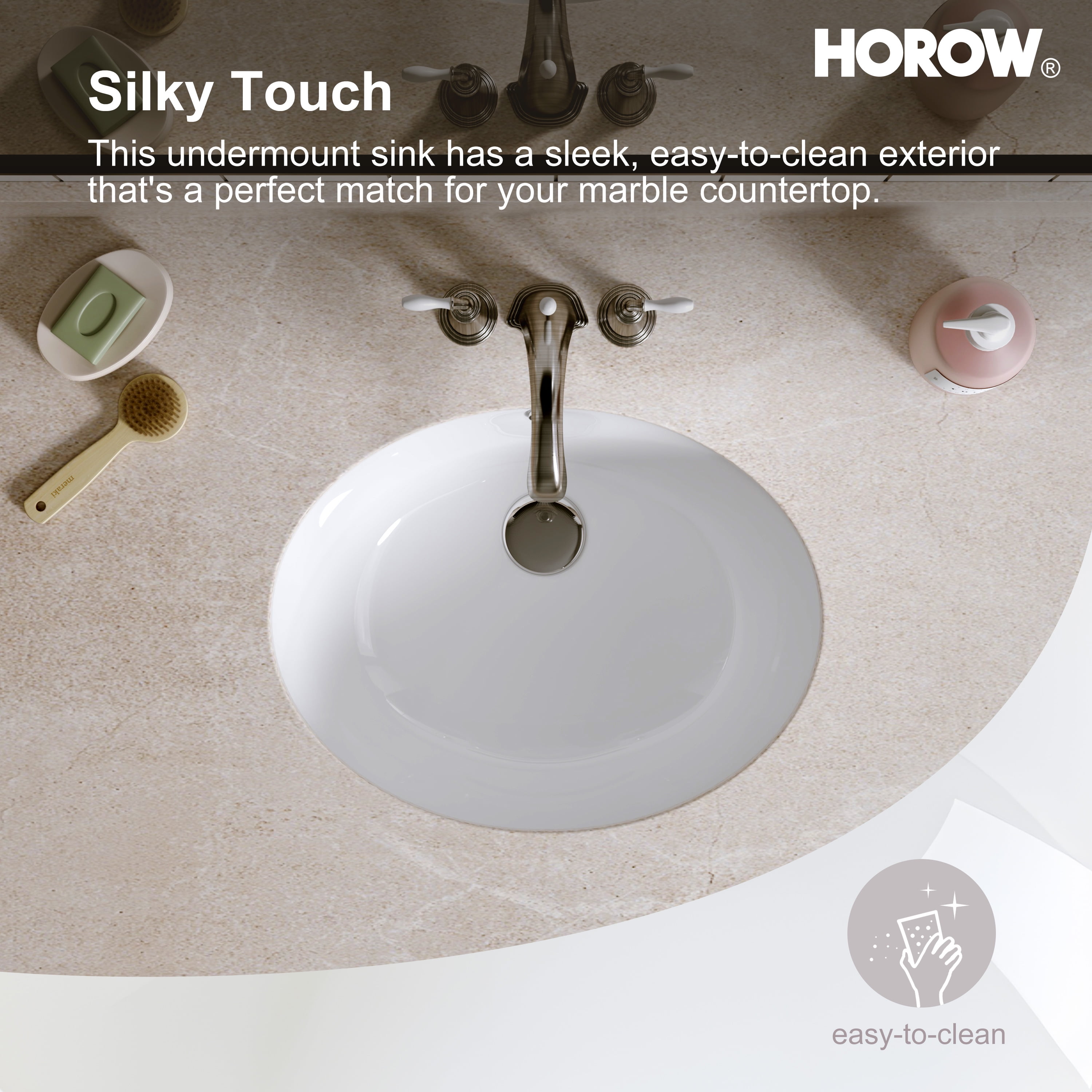 HOROW 15.75'' White Vitreous China Oval Undermount Bathroom Sink with