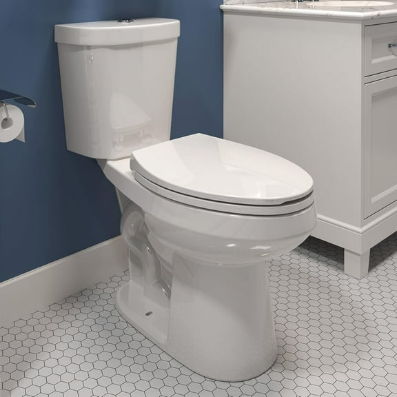 HOROW 17 Inch Tall Toilet, Two-Piece Elongated Toilet with ADA Comfort Chair Height Seat, Powerful 1.1/1.6 GPF Dual Flush, 12" Rough In High Bowl for Seniors, White