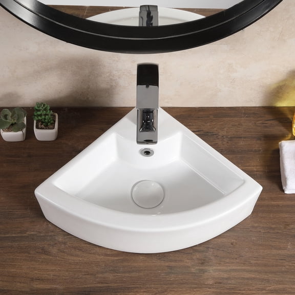 HOROW 18" Ceramic Wall Mount Bathroom Sink with Overflow