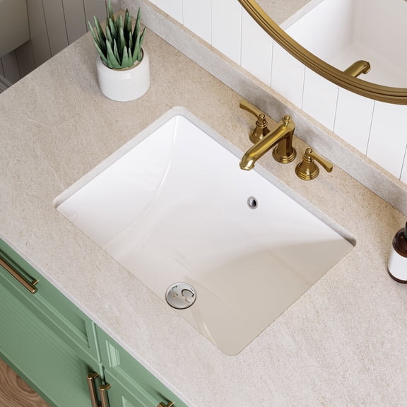 HOROW 20" x 15" White Ceramic Undermount Bathroom Sink, Rectangular Basin with Overflow Hole for Vanity